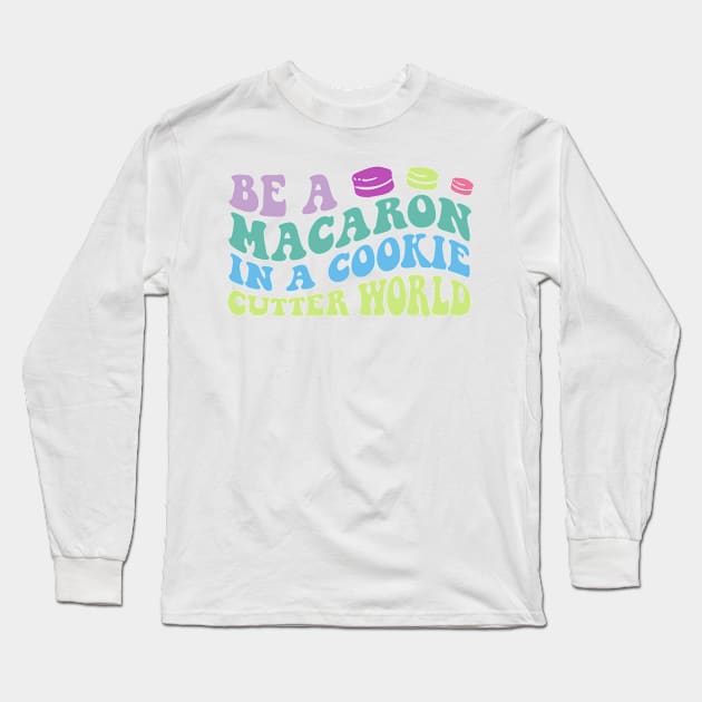 Macaron Retro Groovy Design Long Sleeve T-Shirt by Violet Ray Design